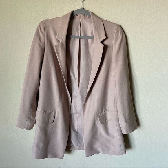 All Saints Aleida Rose Cream Tan Blazer Jacket Nude Oversized Size 2 - Picture 8 of 11